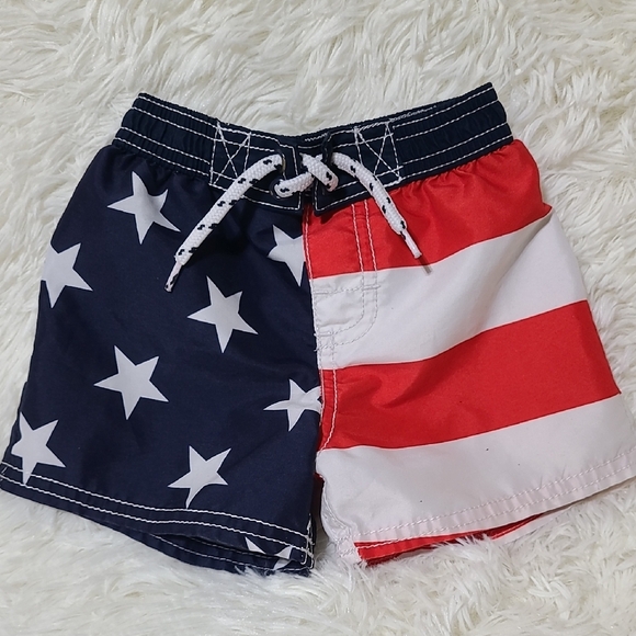 OSHKOSH 4th of July Patriotic Stars and Stripes Swim Shorts - 12M - Picture 1 of 7